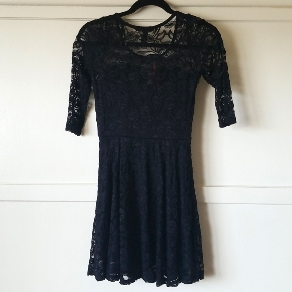 Material Girl Black Lace Skater Dress S